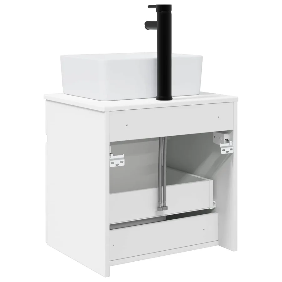 Meuble de lavabo mural Blanc 49 x 41 x 63 cm Bois d'ingénierie - 4