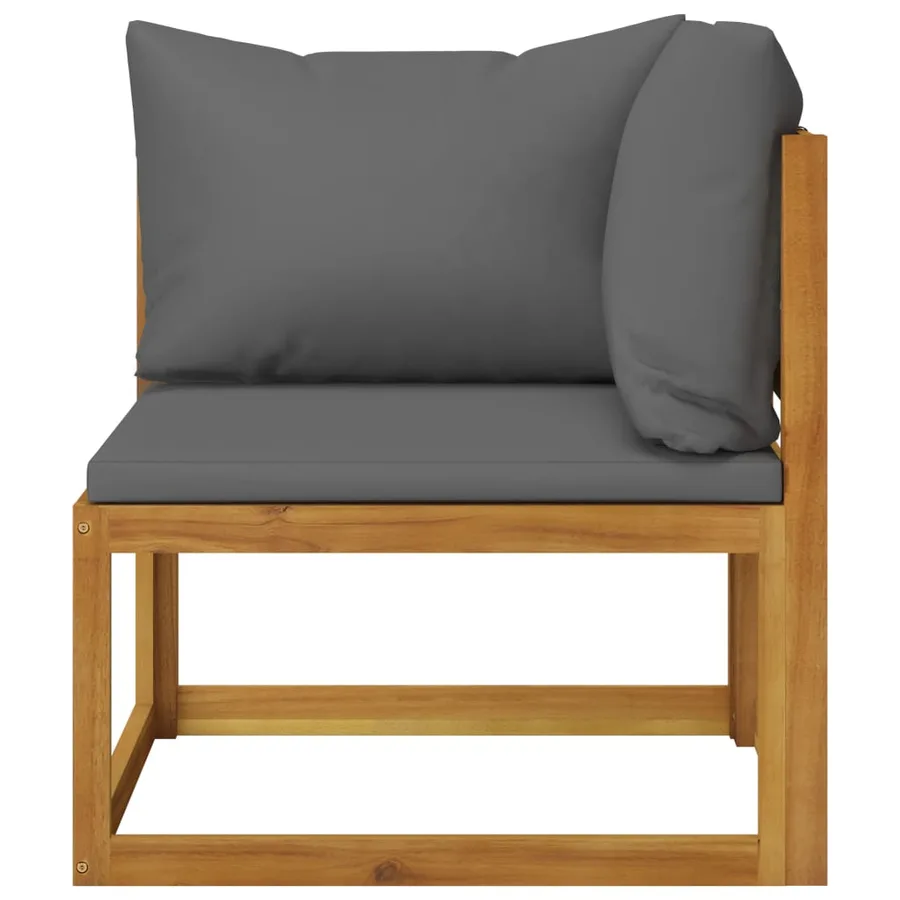 Salon de jardin 7 pcs avec coussin Bois d'acacia solide - 5