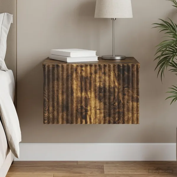 Cabinet de chevet mural Chêne fumé 33 x 34,5 x 20 cm