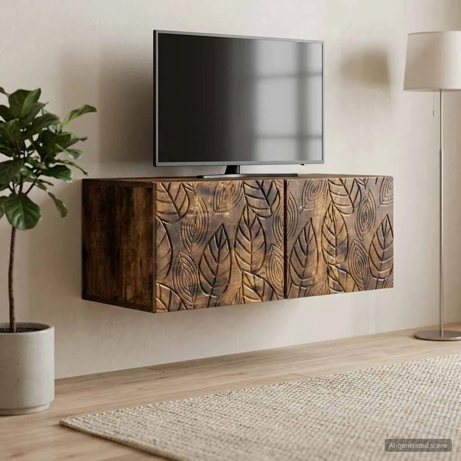 Meuble TV mural 59,5 x 31 cm Chêne fumé Bois d'ingénierie