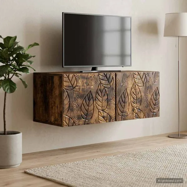 Meuble TV mural 59,5 x 31 cm Chêne fumé Bois d'ingénierie