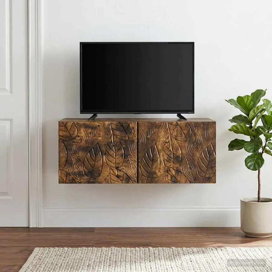 Meuble TV mural 59,5 x 31 cm Chêne fumé Bois d'ingénierie - 3