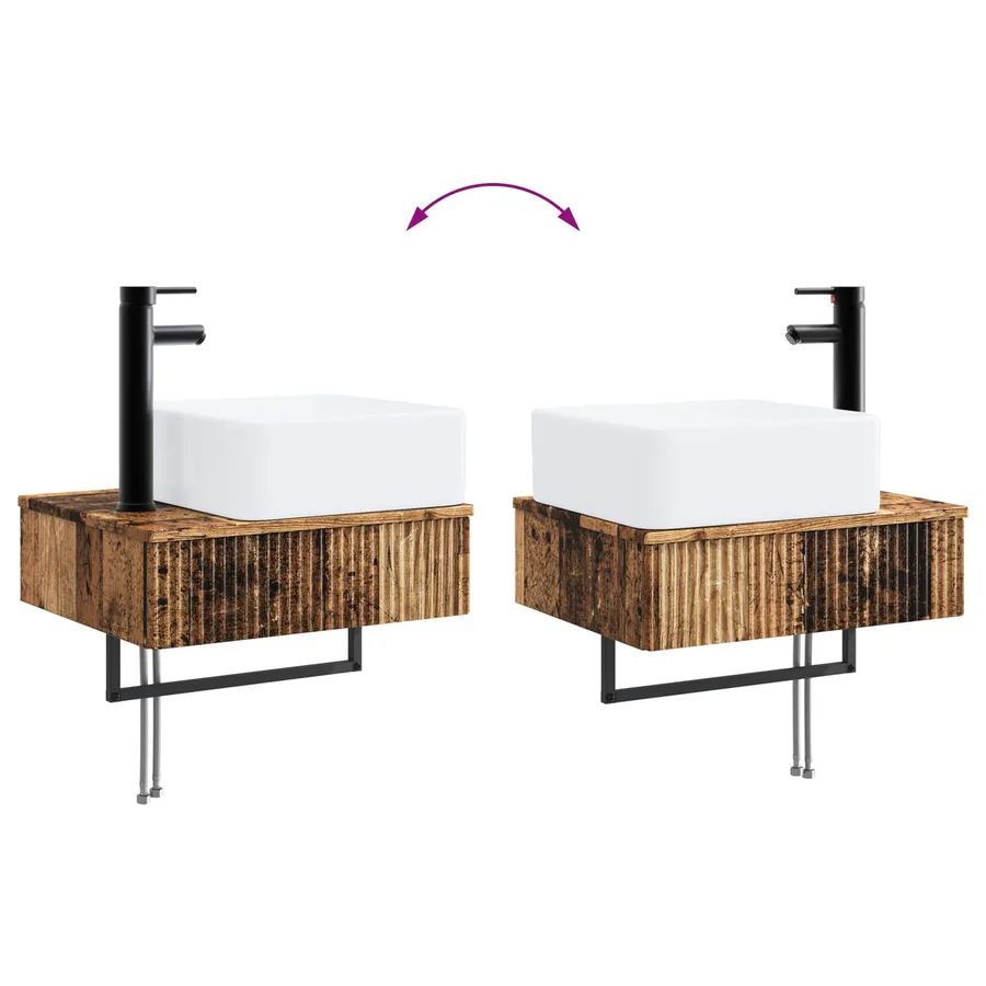 Ensemble de mobilier de salle de bain 6 pcs Bois ancien - 13