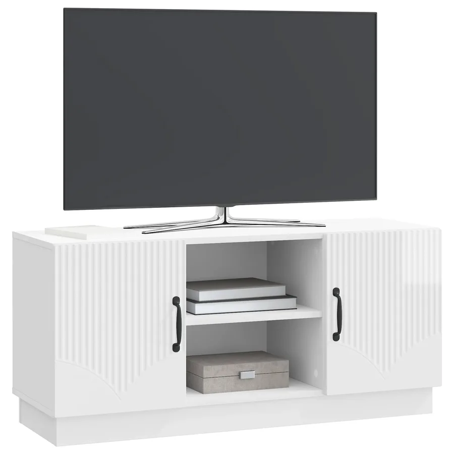Meuble TV Blanc brillant 102 x 34,5 x 47 cm Bois d'ingénierie - 3