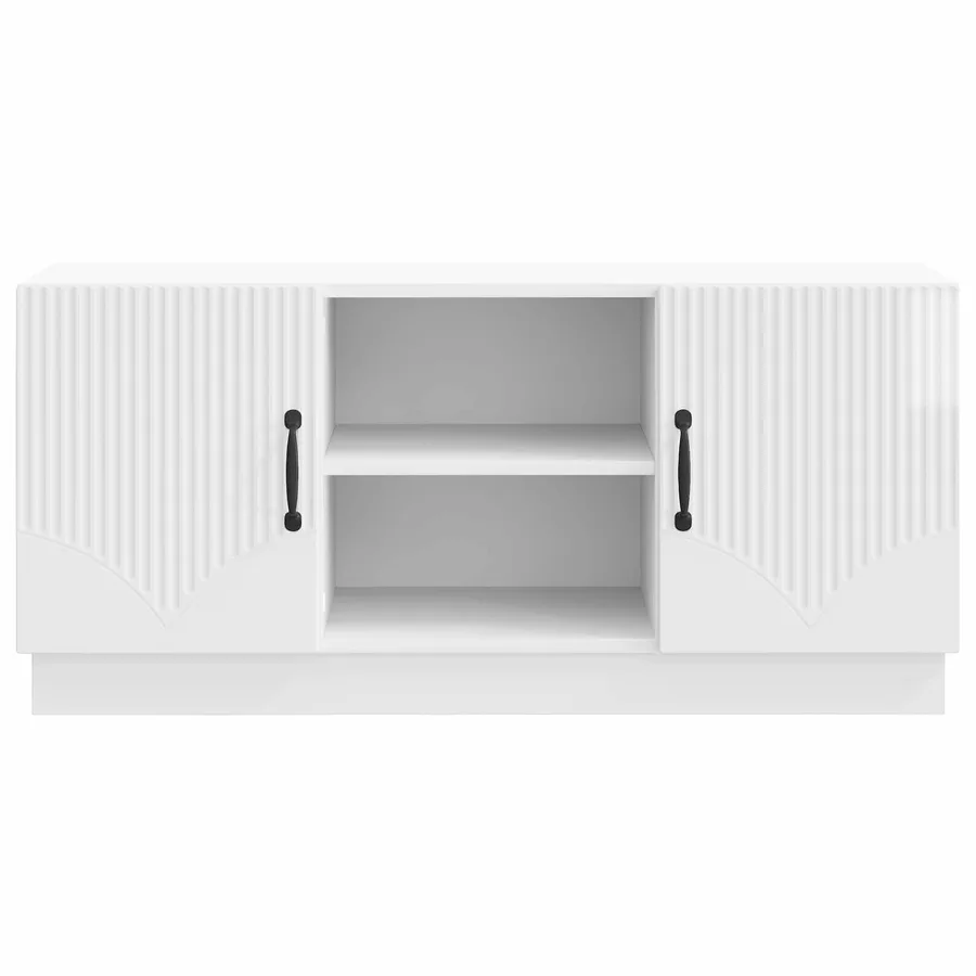 Meuble TV Blanc brillant 102 x 34,5 x 47 cm Bois d'ingénierie - 6