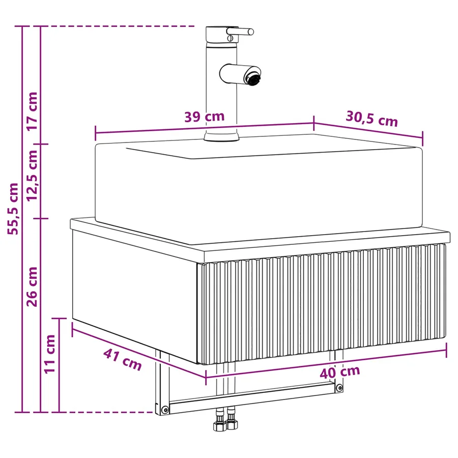 Basin de lavage mural Sonoma gris 40 x 41 x 39 cm - 8