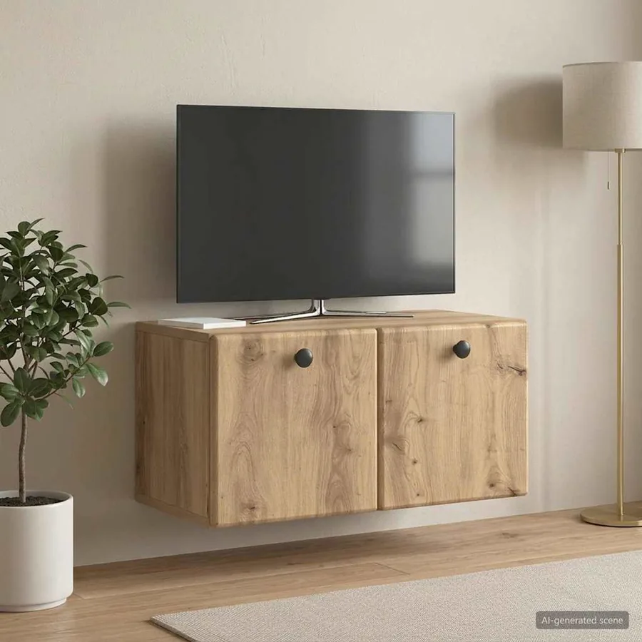Meuble TV mural 59,5 x 31 x 30 cm Chêne artisanal