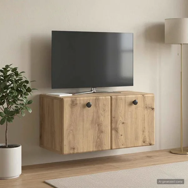 Meuble TV mural 59,5 x 31 x 30 cm Chêne artisanal