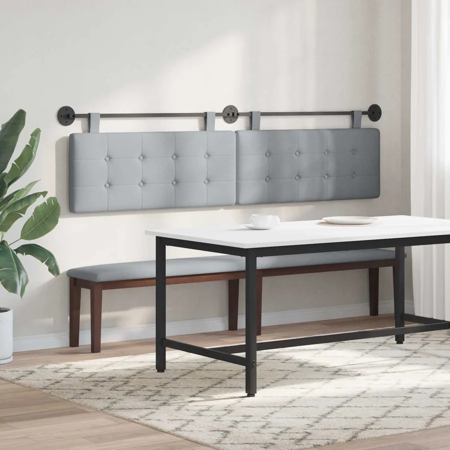Tête de lit suspendue Gris clair tissu - 4