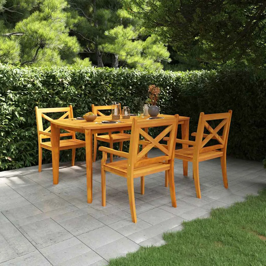 Ensemble à manger de jardin 5 pcs Bois d'acacia solide