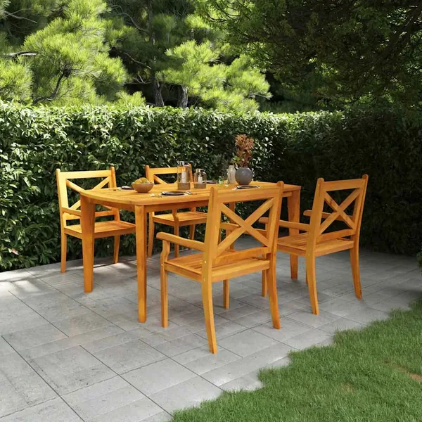 Ensemble à manger de jardin 5 pcs Bois d'acacia solide
