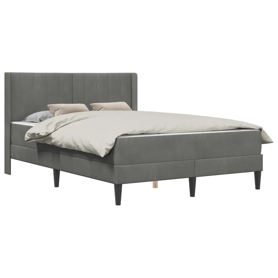 Cadre de lit avec matelas Gris foncé 140 x 200 cm Velours - 2