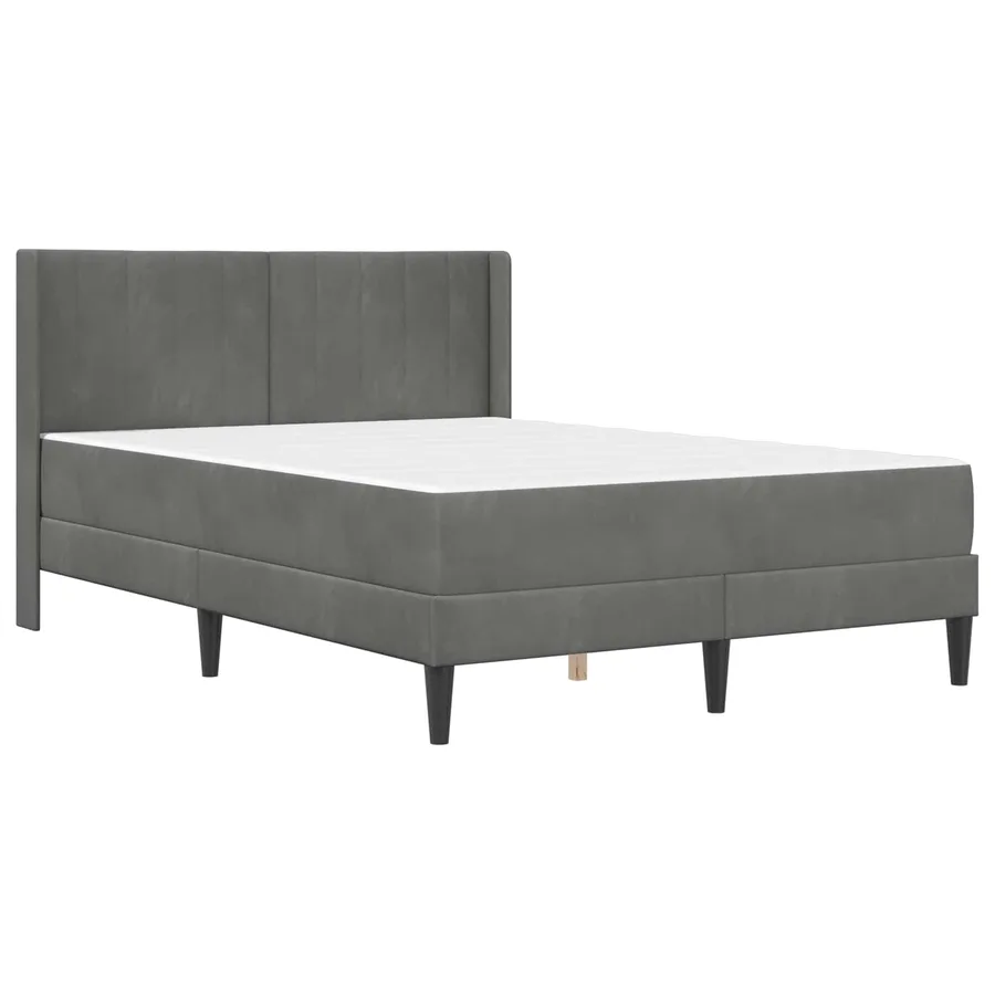 Cadre de lit avec matelas Gris foncé 140 x 200 cm Velours - 3