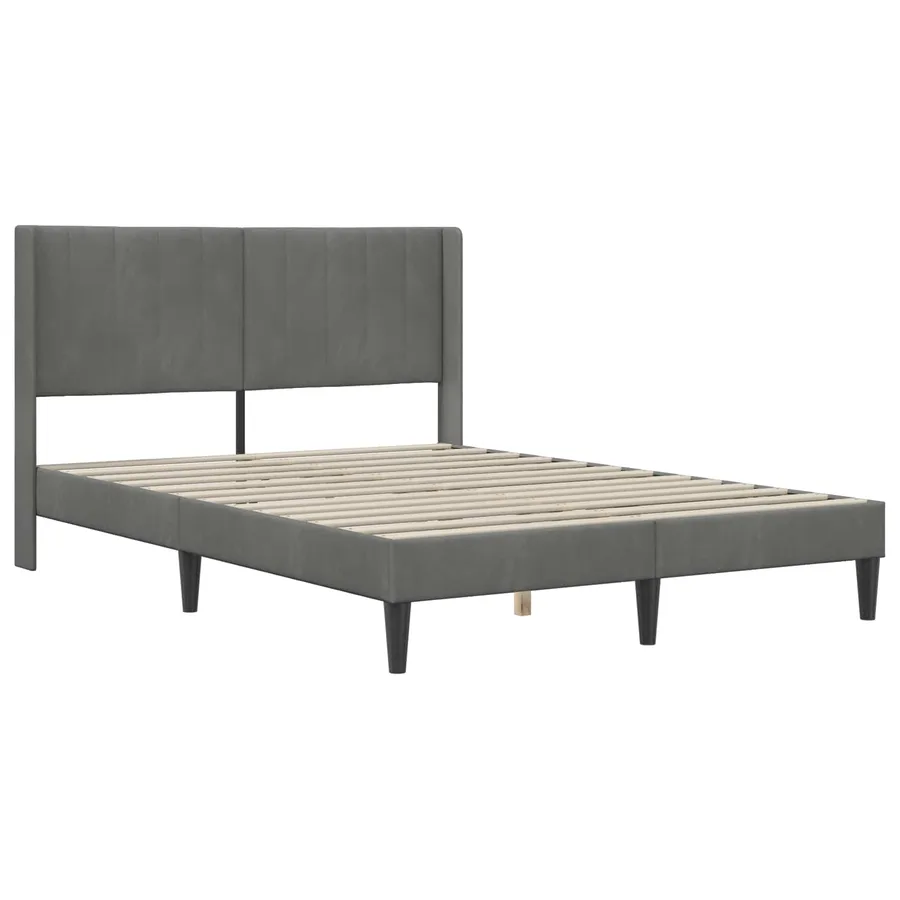 Cadre de lit avec matelas Gris foncé 140 x 200 cm Velours - 4