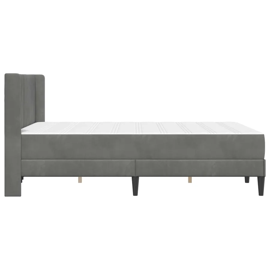 Cadre de lit avec matelas Gris foncé 140 x 200 cm Velours - 7