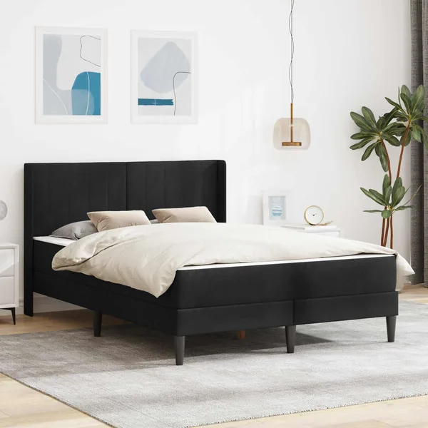 Cadre de lit avec matelas Noir 160 x 200 cm Velours
