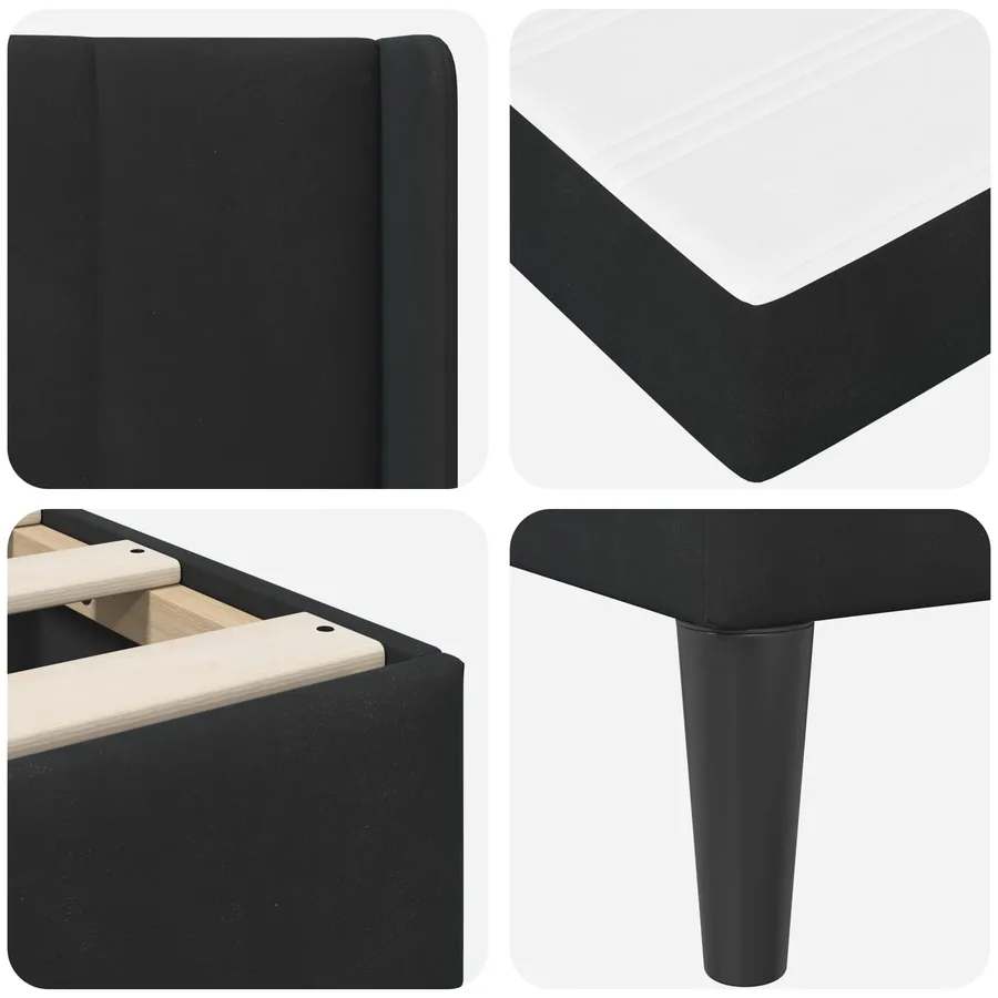Cadre de lit avec matelas Noir 160 x 200 cm Velours - 9