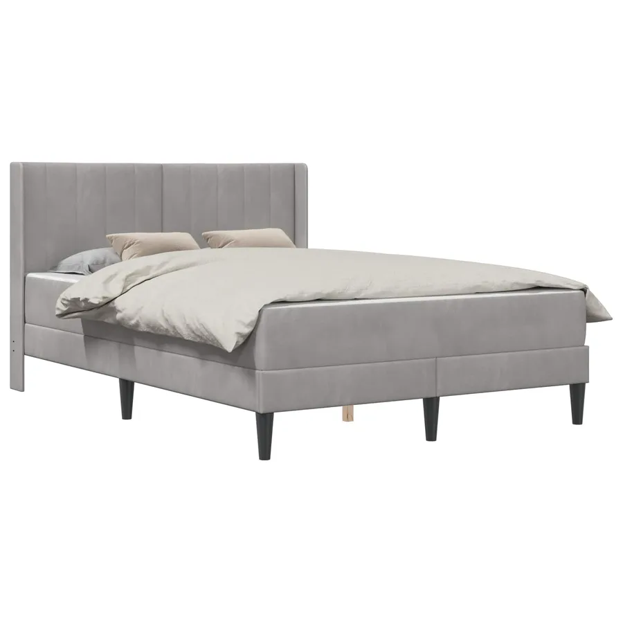 Cadre de lit avec matelas Gris clair 120 x 190 cm Velours - 2