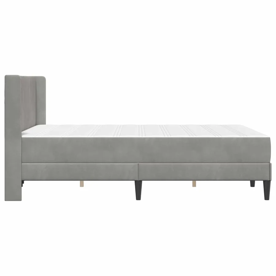 Cadre de lit avec matelas Gris clair 120 x 190 cm Velours - 7