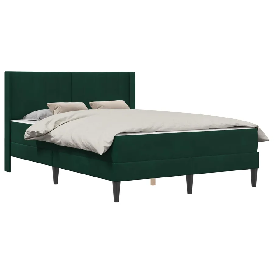 Cadre de lit avec matelas Vert foncé 140 x 190 cm Velours - 2
