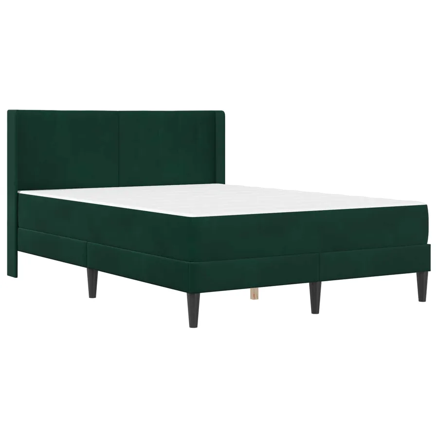 Cadre de lit avec matelas Vert foncé 140 x 190 cm Velours - 3