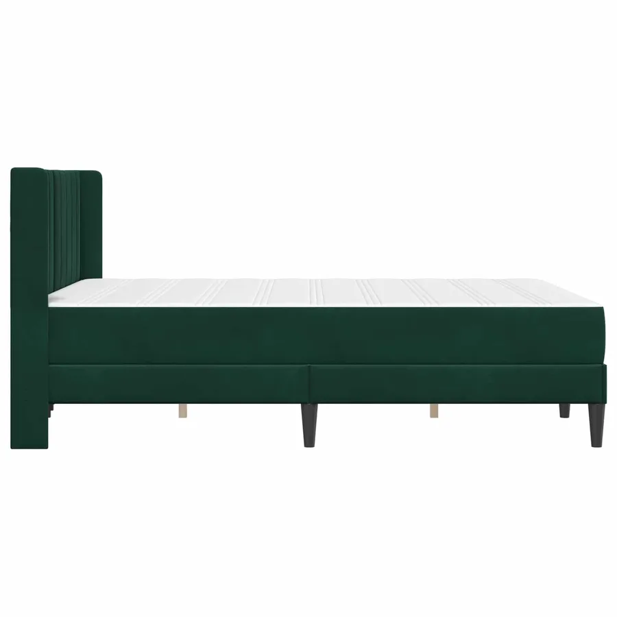 Cadre de lit avec matelas Vert foncé 140 x 190 cm Velours - 7