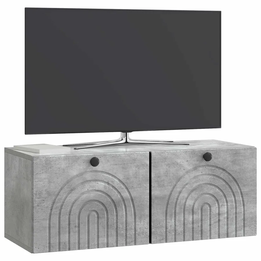Meuble TV mural Gris béton 78,5 x 31 x 30 cm Bois d'ingénierie - 3