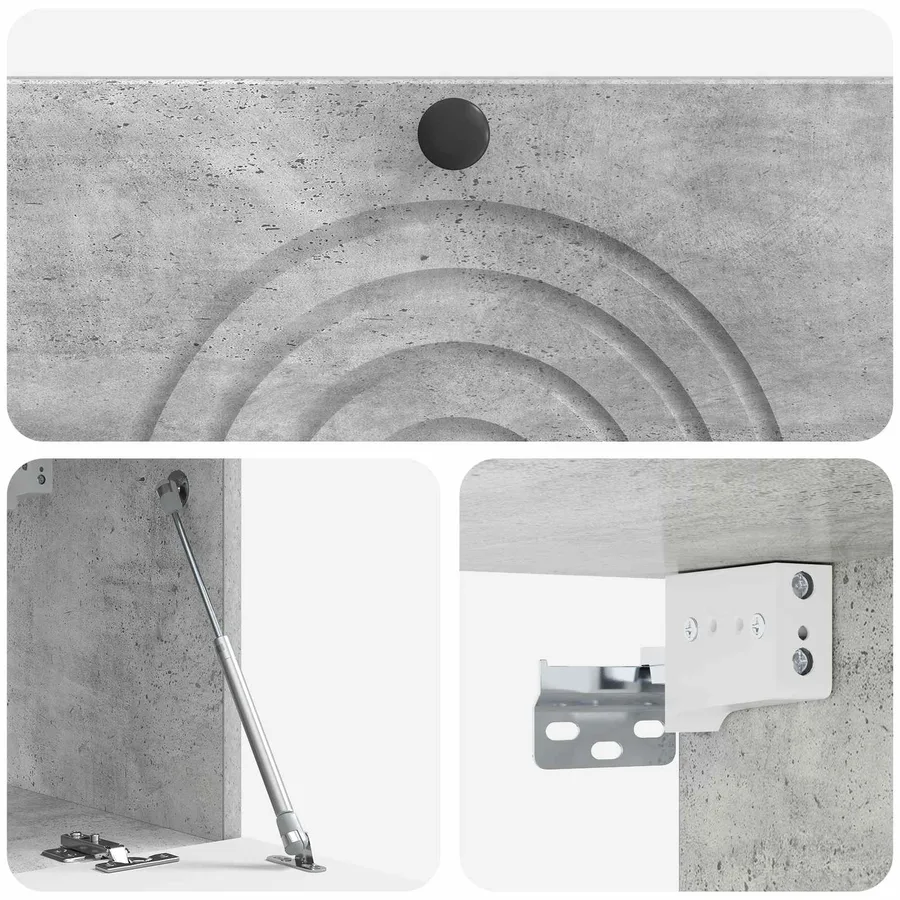 Meuble TV mural Gris béton 78,5 x 31 x 30 cm Bois d'ingénierie - 9