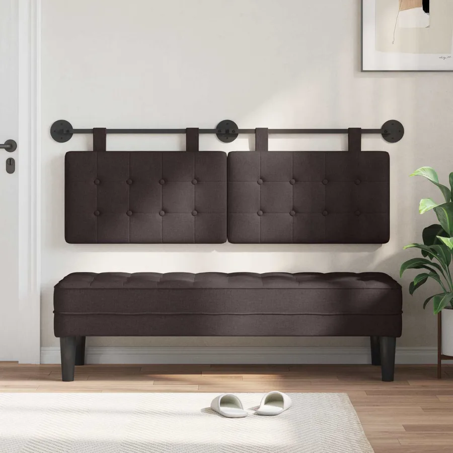 Tête de lit suspendue Marron foncé Tissu - 3
