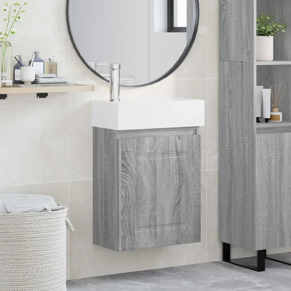 Meuble de salle de bain avec robinet Sonoma gris
