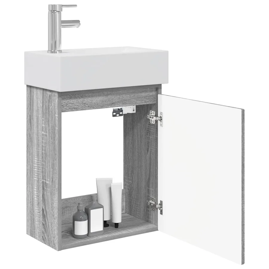 Meuble de salle de bain avec robinet Sonoma gris - 3