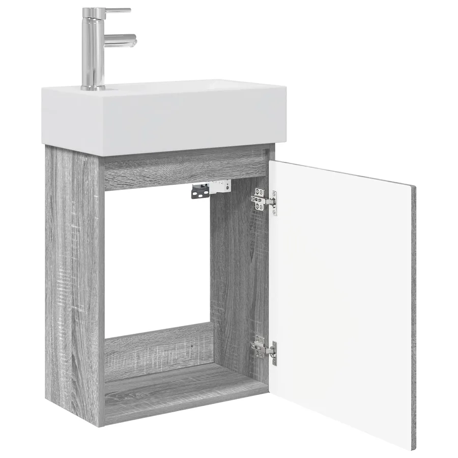 Meuble de salle de bain avec robinet Sonoma gris - 4