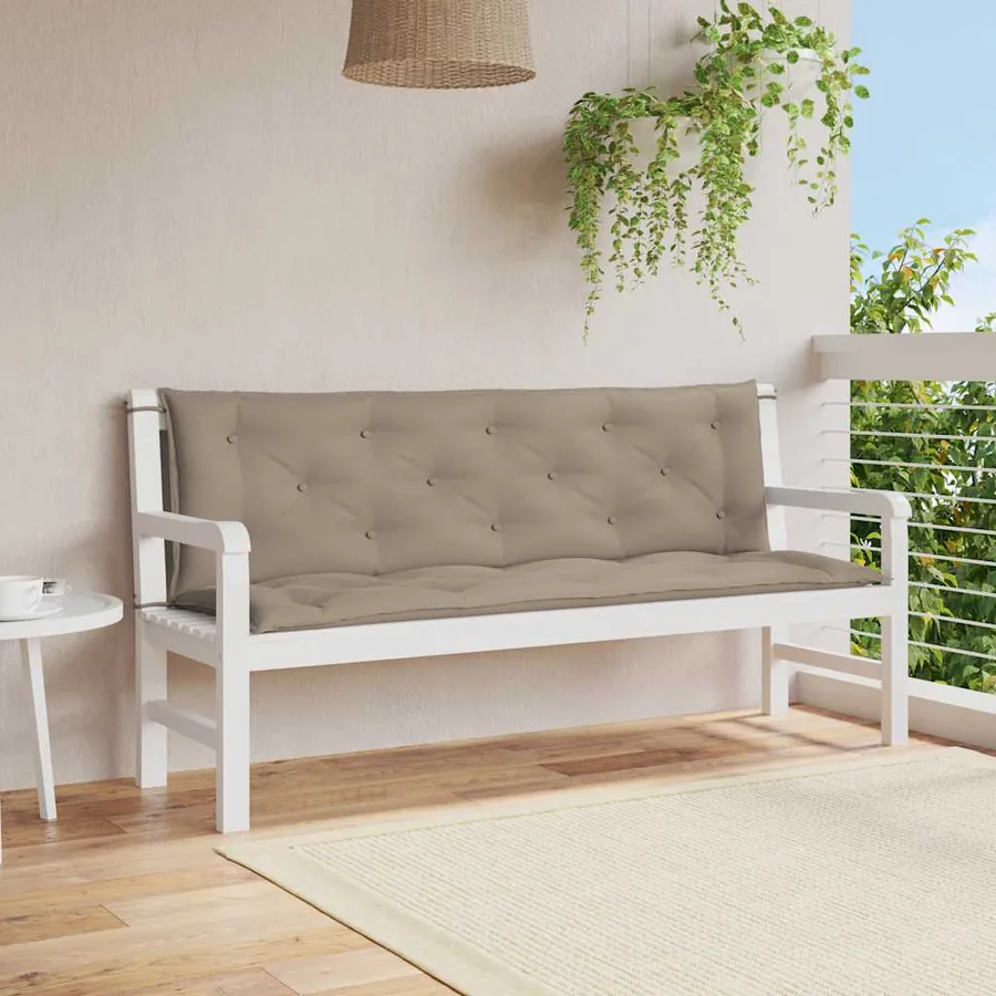 Coussin de banc de jardin taupe 150x(50+50)x7 cm tissu oxford