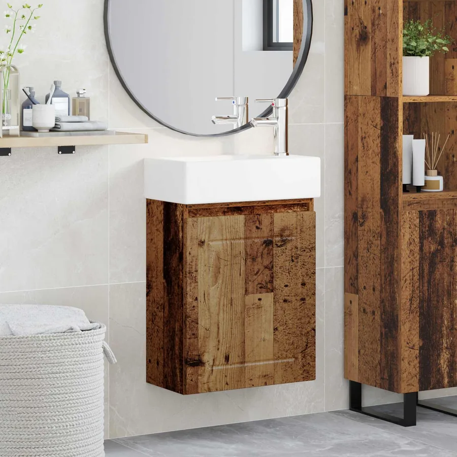 Meuble de salle de bain avec robinet Bois ancien