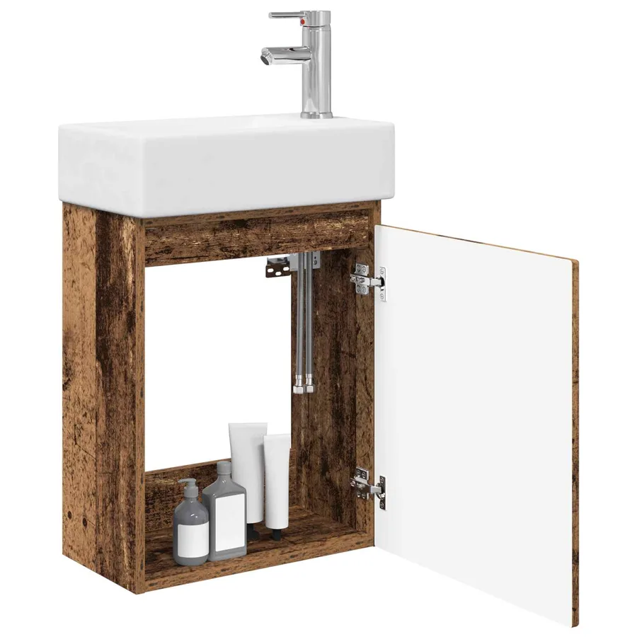 Meuble de salle de bain avec robinet Bois ancien - 3