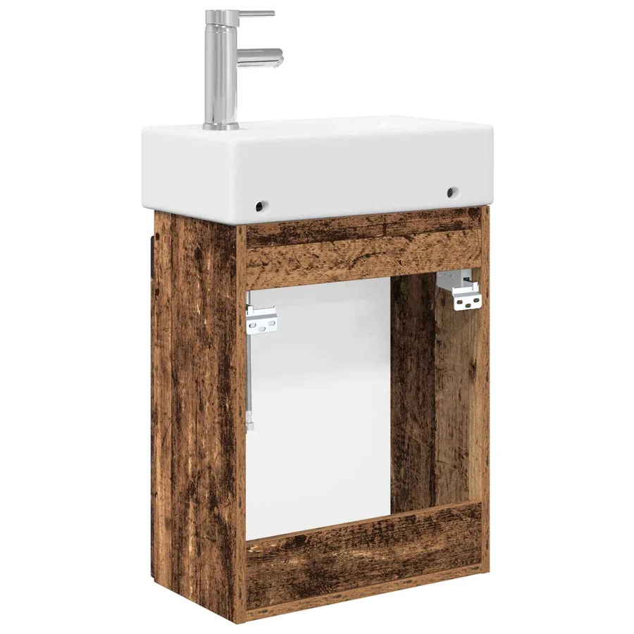 Meuble de salle de bain avec robinet Bois ancien - 7