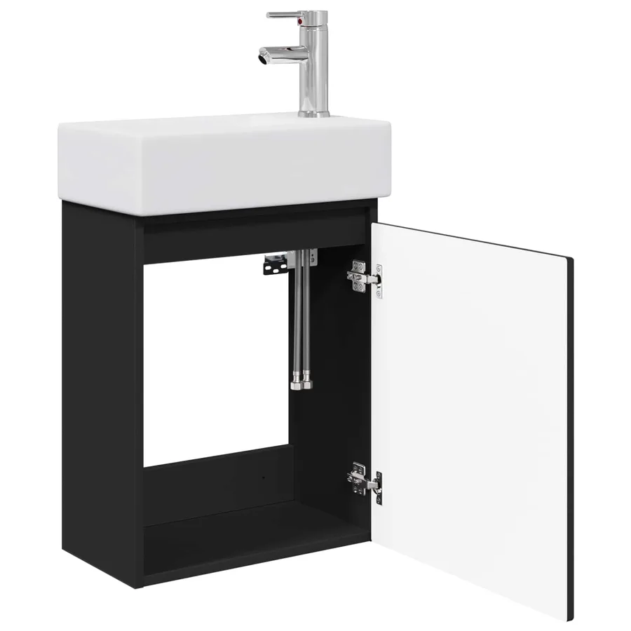 Meuble de salle de bain avec robinet Noir 45,5 x 25,5 x 84 cm - 4
