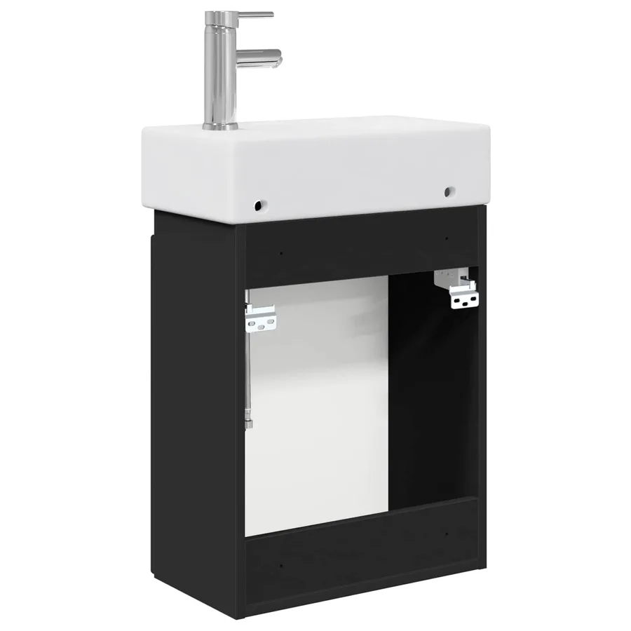 Meuble de salle de bain avec robinet Noir 45,5 x 25,5 x 84 cm - 7