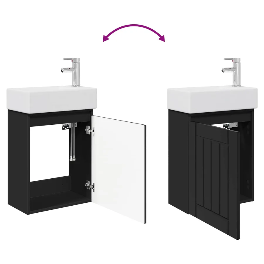 Meuble de salle de bain avec robinet Noir 45,5 x 25,5 x 84 cm - 9
