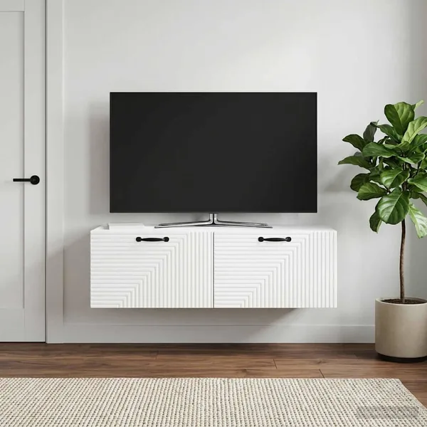 Meuble TV mural Blanc 98 x 41 x 30 cm Bois d'ingénierie