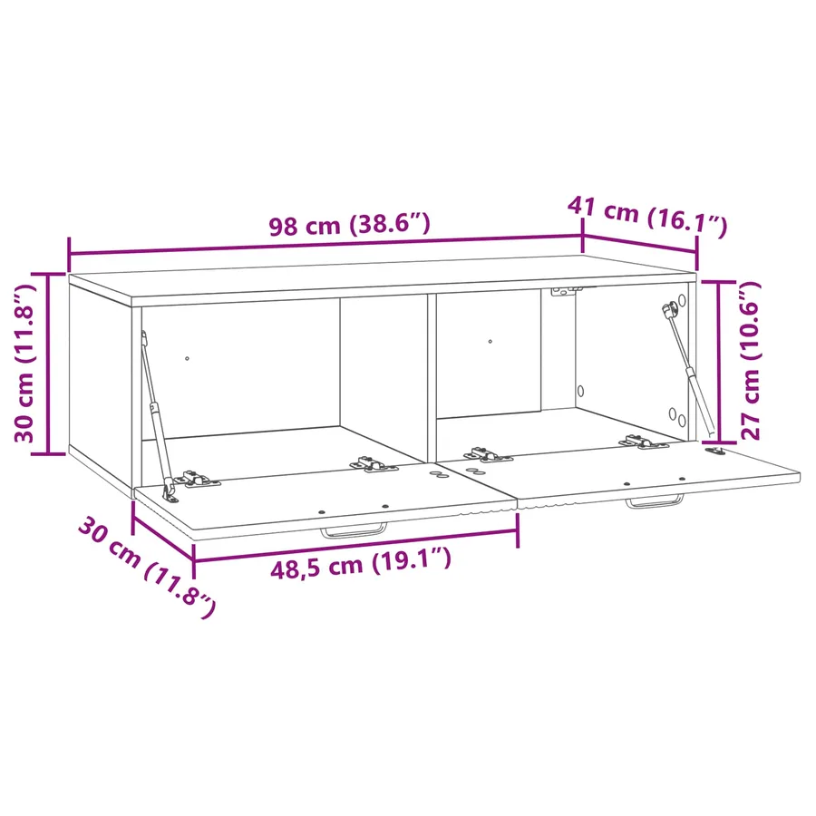 Meuble TV mural Blanc 98 x 41 x 30 cm Bois d'ingénierie - 11
