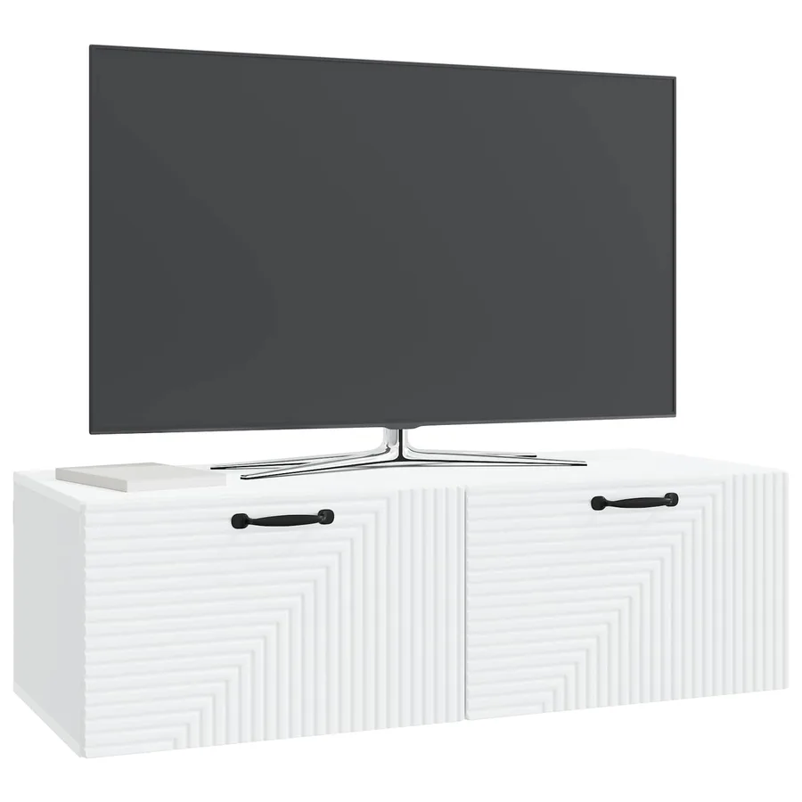 Meuble TV mural Blanc 98 x 41 x 30 cm Bois d'ingénierie - 3