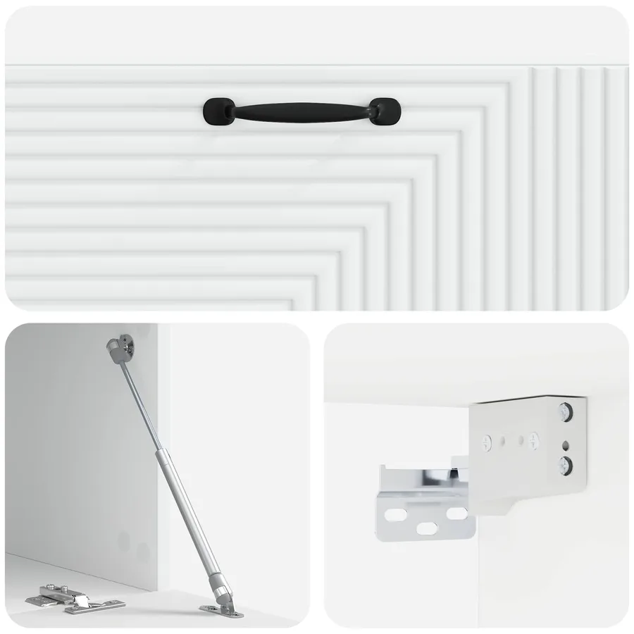 Meuble TV mural Blanc 98 x 41 x 30 cm Bois d'ingénierie - 9