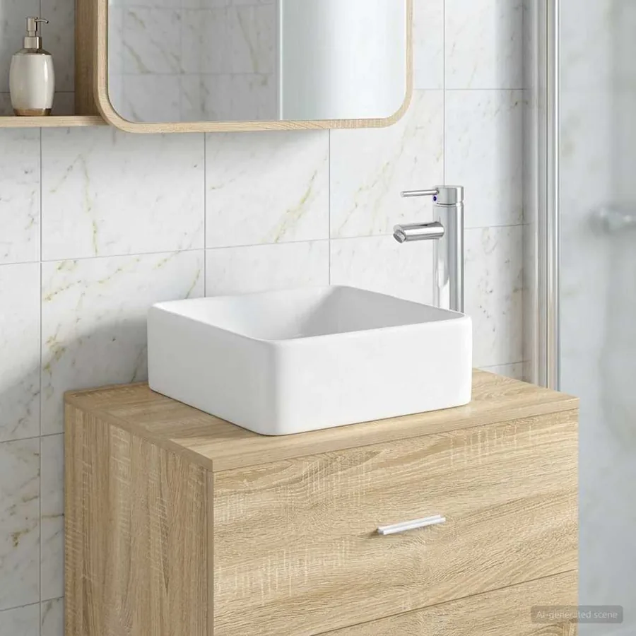 Lavabo de salle de bains Chrome 49 x 37 x 14 cm métal