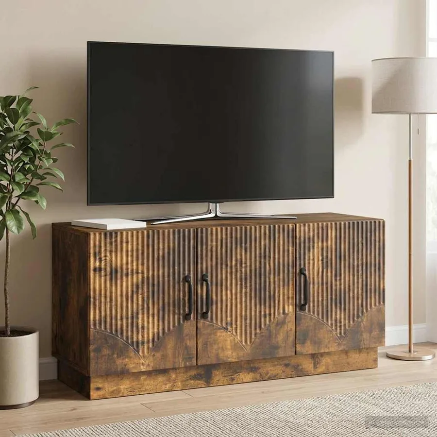 Meuble TV Chêne fumé 99 x 34,5 x 47 cm Bois d'ingénierie - 4
