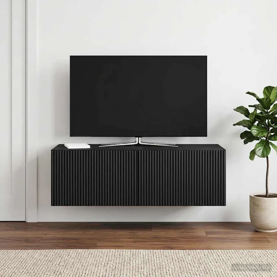 Meuble TV mural Noir 98 x 41 x 30 cm Bois d'ingénierie - 4