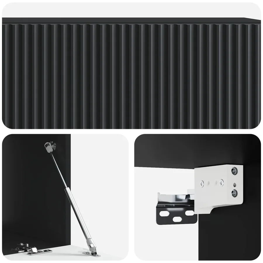 Meuble TV mural Noir 98 x 41 x 30 cm Bois d'ingénierie - 9