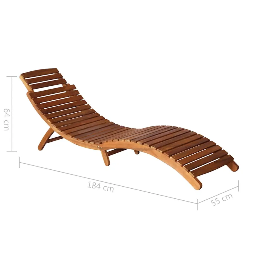 Chaise longue de jardin avec table et coussin Bois d'acacia - 7