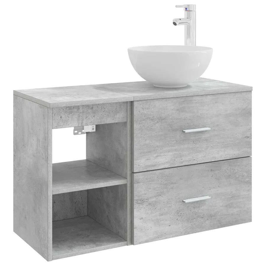Ensemble de mobilier de salle de bain 2 pcs Gris béton - 2