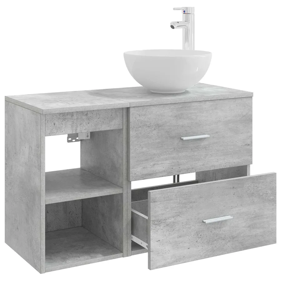 Ensemble de mobilier de salle de bain 2 pcs Gris béton - 4